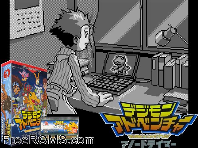 Digimon Adventure - Anode Tamer (J) [M] Wonderswan game showing 3D box cover and gameplay screenshot